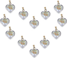 12 Pcs Heart Shaped Pendants Glass Crystal Glass Beads Charms for Jewelry Making
