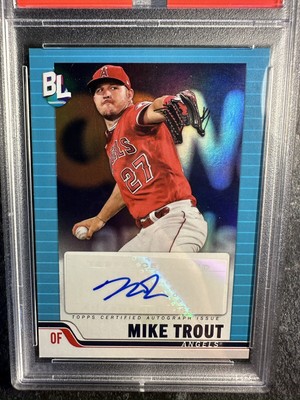 Mike Trout 2023 Topps Big League Blue Auto Autograph Graded PSA 9 