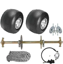 32" Rear Live Axle kit 420 Sprocket Hub 5" Wheels Brake Go kart ATV Cart Bike
