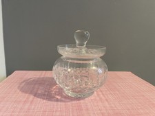 Vintage Edinburgh Glass Jam Pot Lid Cut Crystal Scotland Original Sticker 