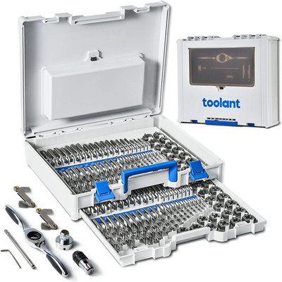 127 Piece Ratcheting Tap and Die Set, Sae/Metric Tap and Die Set with Assortment