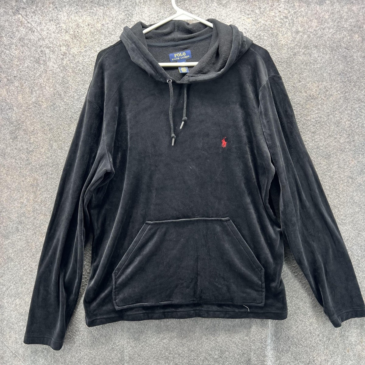 Polo Ralph Lauren Pajama Top Mens Medium Black Velour Hooded