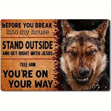 Vintage German Shepherd Warning Tin Metal Signs Home D cor 8x12 Heavy-Duty Iron