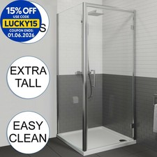 Framed Hinged 8mm Shower Enclosure Door Side Panel Tray Waste 760/800/900/1000