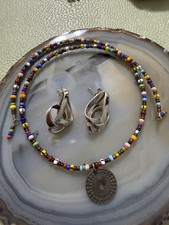 Silpada Beaded Choker Necklace w Sterling Silver Pendant /silpada 925 Earrings