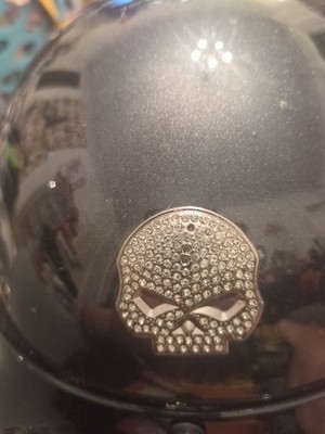 Harley Davidson Half Helmet Metal Flake Black Crystal Skull  display picture 3