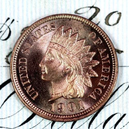 * 1901 * SUPERB+ BLAZING RED GEM BU MS INDIAN HEAD PENNY * FROM COLLECTION