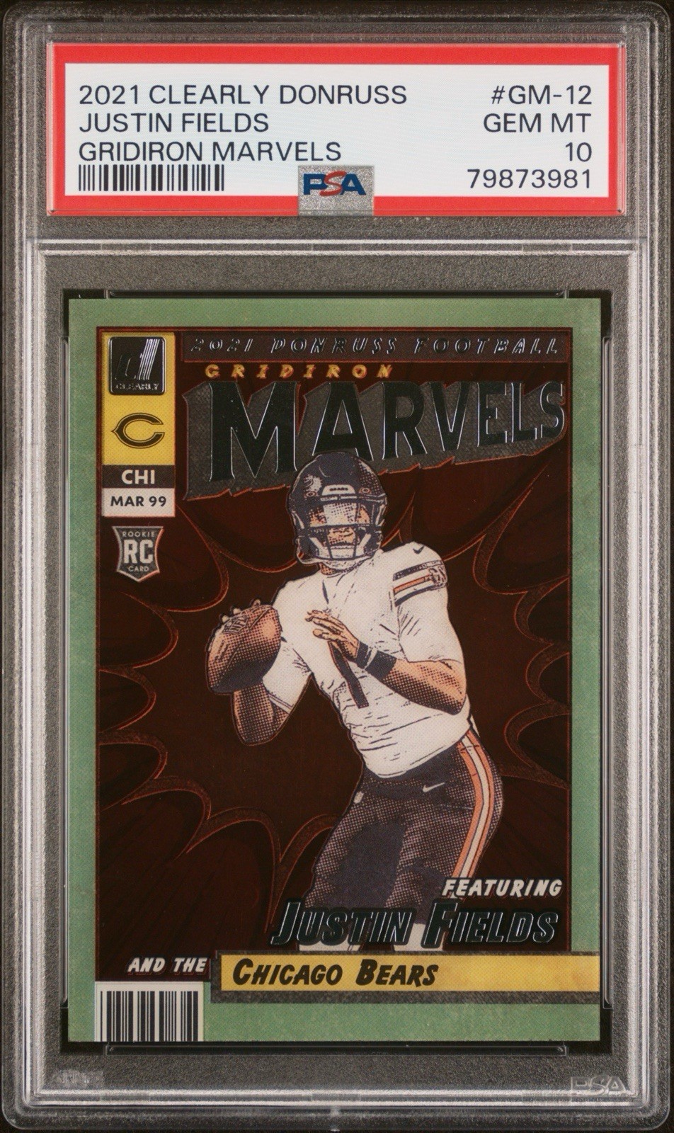 2021 Panini Donruss Justin Fields Marvels ROOKIE RC PSA 10 CASE HIT