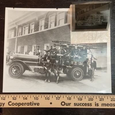 Peg Leg Fireman Named Crew 1919 Fullerton CA. Antique 8x10 Photo + Negative 