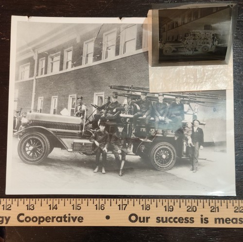 Peg Leg Fireman Named Crew 1919 Fullerton CA. Antique 8x10 Photo + Negative