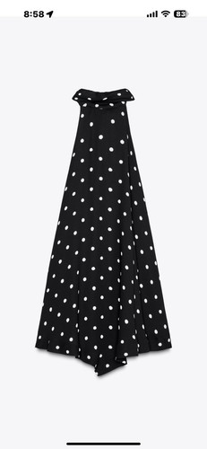 ZARA NEW WOMAN POLKA DOT HALTER TOP/MINI DRESS ECRU BLACK XS. CURRENT SEASON - Picture 5 of 5