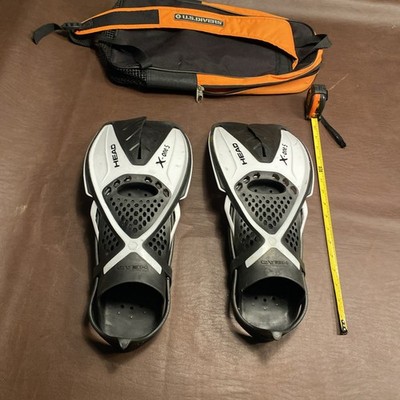 HEAD X-One S Snorkeling Fins Black White Size ML 17  Length w U.S. Divers Bag