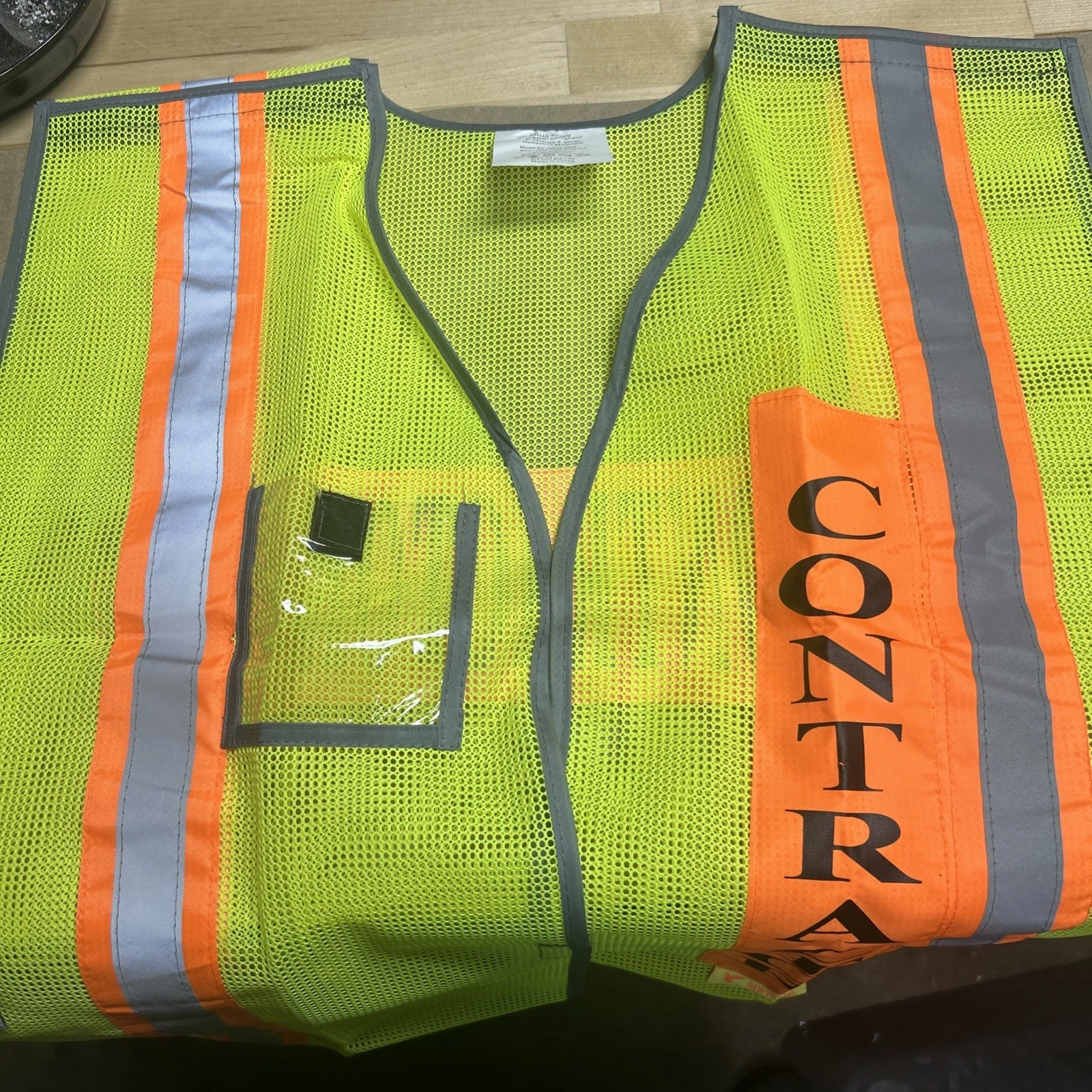 8 New Contractor High-Viz Neon Yellow Safety Vest. Model SRUS 8002 image 7