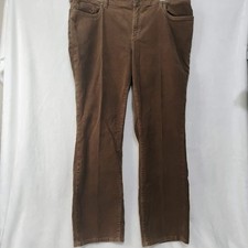 Lands End Brown Corduroy Pants Womens 18 W Mid Rise Demi Bootcut Cotton Retro Q