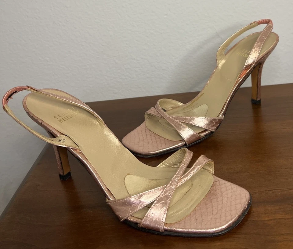 Stuart Weizman imitación serpiente textura rosa Y2K gatito tacones talla Foto 2 de 4