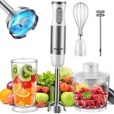 HB-2016A Hand Blender 5 in 1 white Immersion Blender Set, 30-Speed Hand Stick Bl