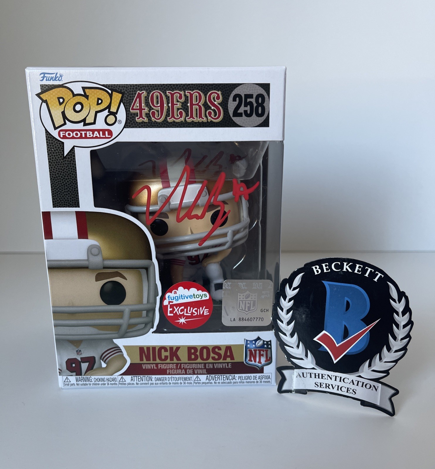 Nick Bosa Autographed Signed San Francisco 49ers Fugitive Toys Funko Pop NFL BECKETT QR COA4 