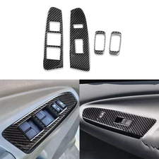 4Pcs Real Carbon Fiber Window Lift Switch Panel Cover For Toyota Tacoma 2012-15