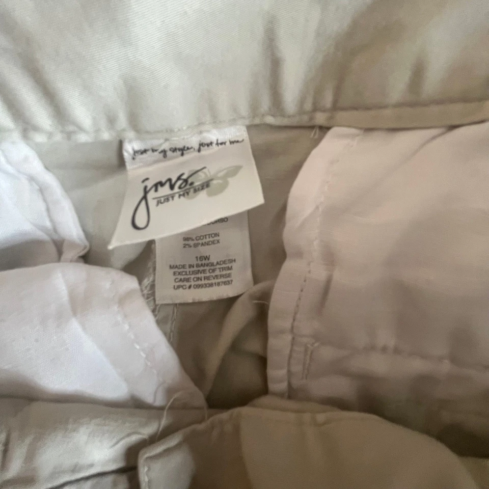 JMS Just My Size Capri Pants Womens 16W Beige Casual Button Hem Plus - Image 4 of 4
