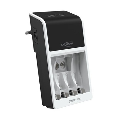 ANSMANN Comfort Plus Akkuladegerät 1-4 NiMH Akkus Micro AAA/Mignon & 9V E-Block