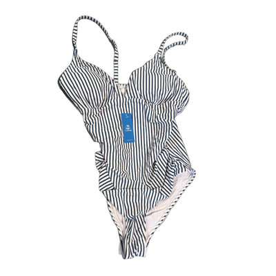 Cupshe Badeanzug Gr L Blau Weiss Gestreift NEU Damen Sommer Beach