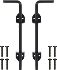 12" Cane Bolt Heavy-Duty Drop Rod for Gate, Gate Ground Black, 2 Pack