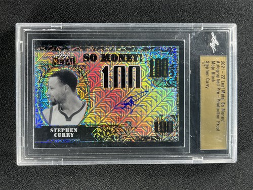 One Of One 1/1 2021-22 Leaf Metal So Money! Stephen Curry Auto Black Mojo