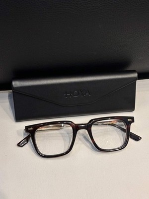 HOYA Japanese Dark Amber Brown and Gold Rectangle Square Eyeglasses