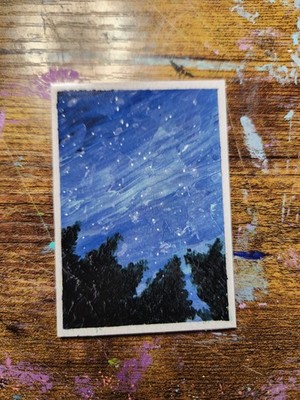 ACEO *Art Print of Original Acrylic Painting Night Sky 2.5x3.5