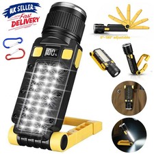 Multi Function Portable LED Torch Flashlight USB Rechargeable COB IP65 Light UK