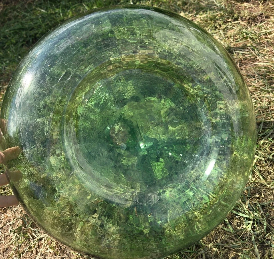 Enorme jarra De colección Demijohn botella de vino de vidrio verde terrario MCM Carboy bombilla de cebolla Foto 4 de 4