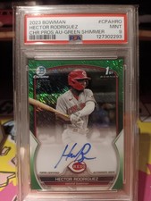 2023 Bowman Chrome 1st Edition Hector Rodriguez Green Shimmer Auto /99 PSA 9 