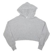 PINK ROSE Womens Grey Cropped Hoodie M Polyester Blend Casual