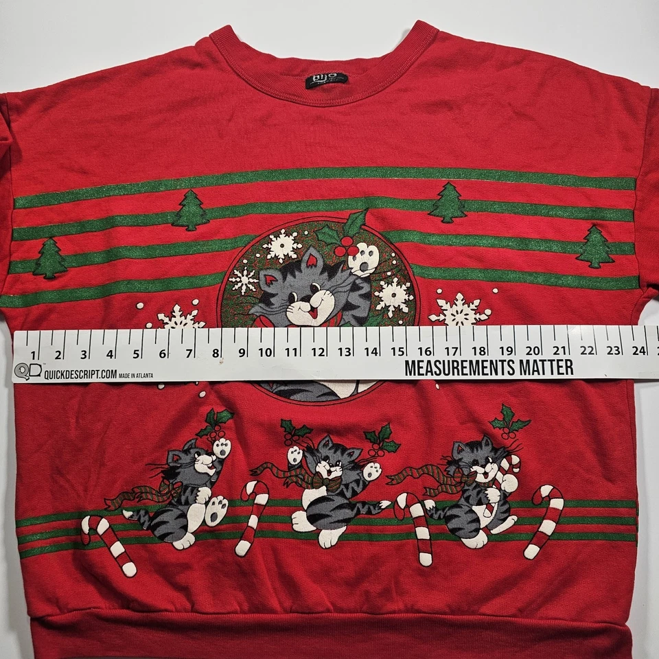 Sudadera vintage para mujer variedad Navidad gato manga 3/4 talla grande AOP  Foto 3 de 4
