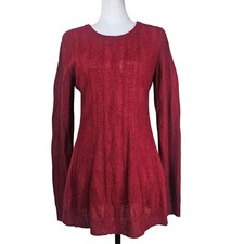 Peruvian Connection Baby Alpaca Tunic Sweater S Red Cable Knit Luxe Lightweight
