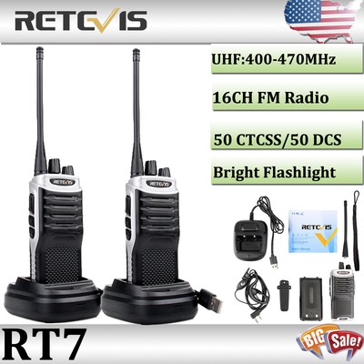 2 x Retevis RT7 Walkie-Talkie UHF 400-470MHz 16CH 5W CTCSS//DCS 2Way Radio US VOX