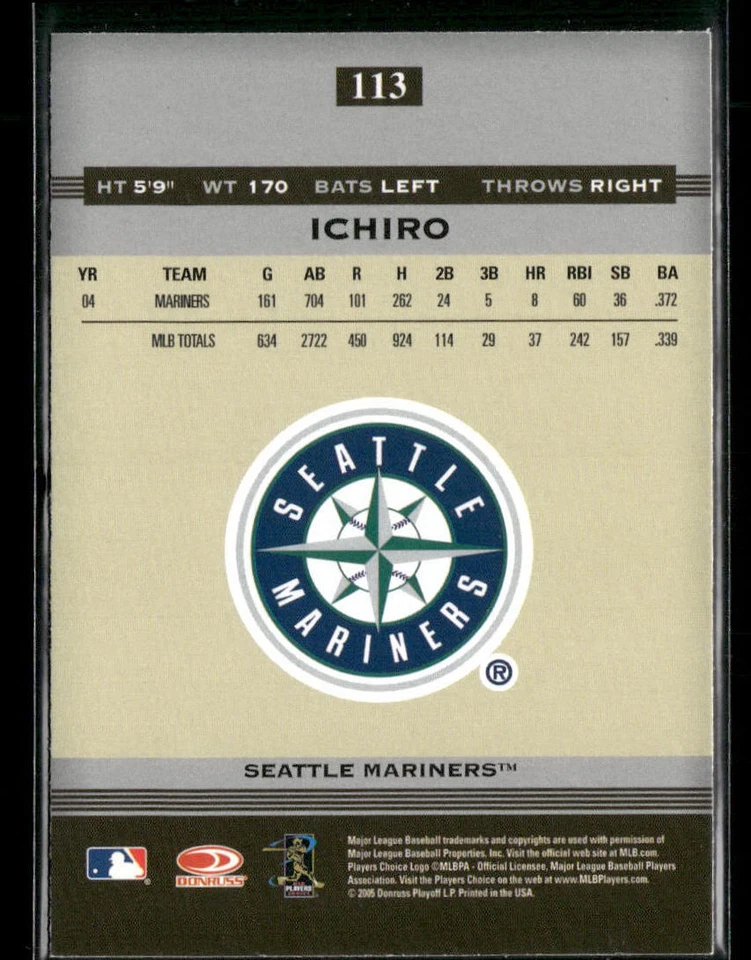 2005 Donruss Greats #113 Ichiro Suzuki Silver HoloFoil - Image 2 of 2
