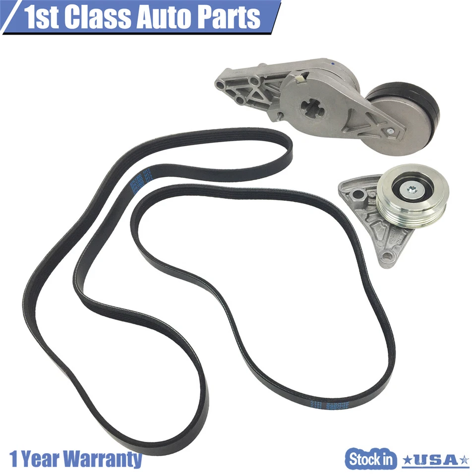 2x Kit de montaje de correa serpentina + tensor para VW Passat 97-01 Audi A4 Foto 2 de 4