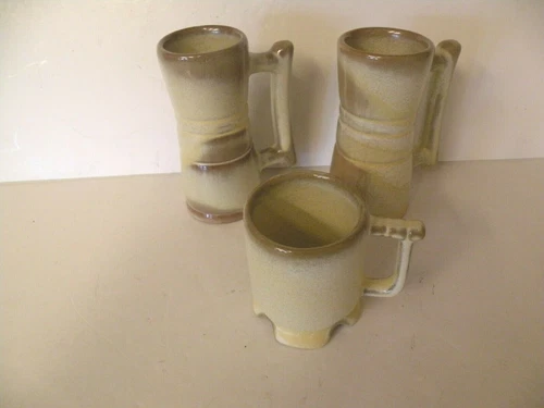  3 FRANKOMA DEMITASSE MUGS 2 26DC & 1 IS 1C  LAZY BONES DESERT GOLD 1950'S