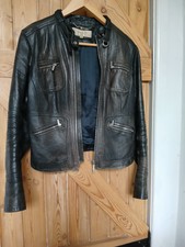 Karen Millen Ladies Black Lamb Leather Biker Style Zip Up Jacket Uk 10 Preloved.