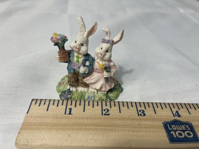 Vintage Easter Village Accessory Boy & Girl Bunny On A Date Spring Fun