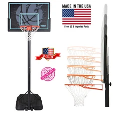 Basketball Hoop Adjustable Height Portable 44 Inch Backboard HDPE All-Weather