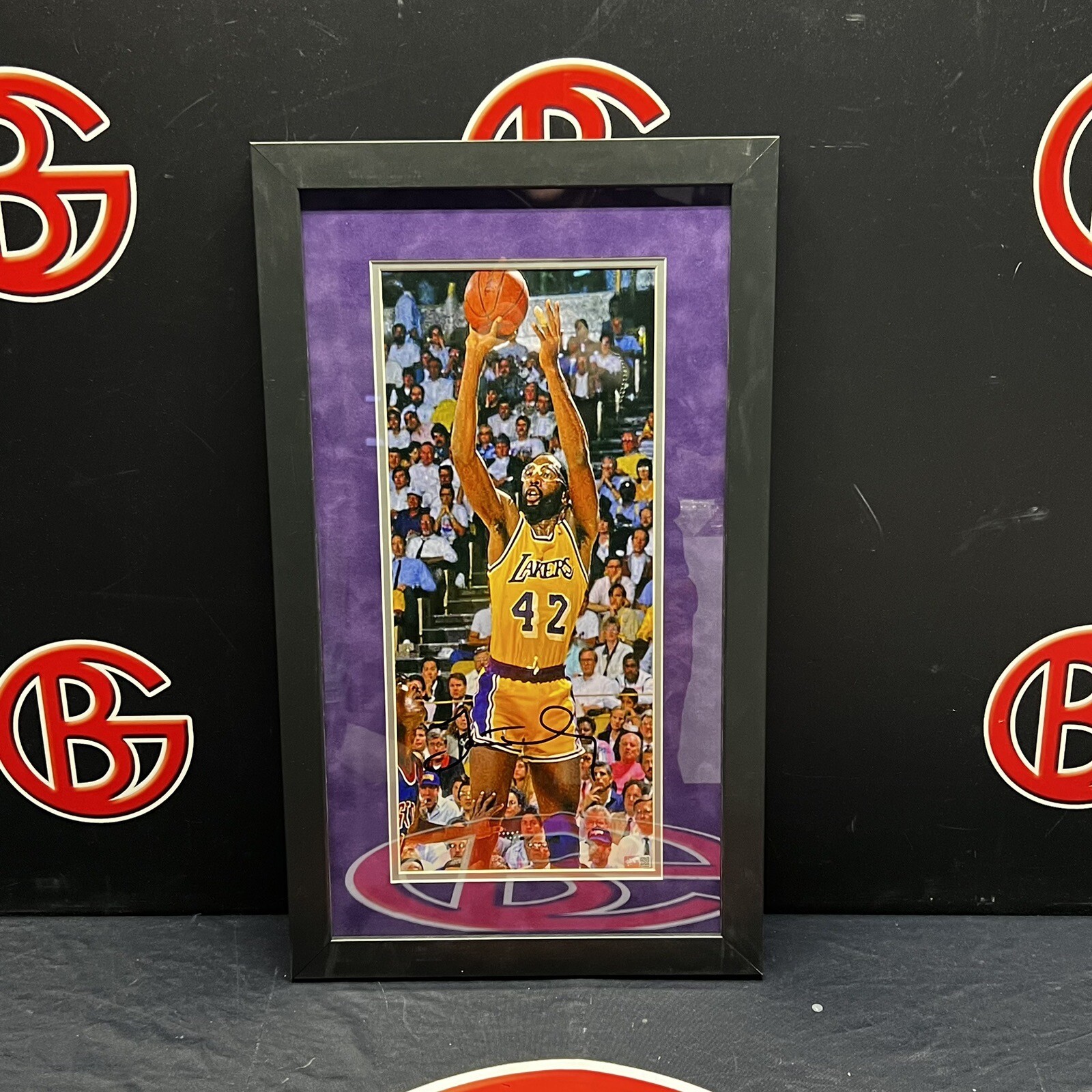 James Worthy Autographed Signed Los Angeles Lakers Framed Photo 12x22 LA Lakers Steiner CX 