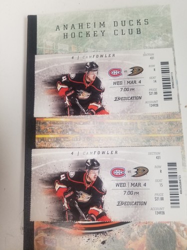 ANAHEIM DUCKS SEASON TICKET STUBS 2014-15 PERRY GETZLAF NASH MANSON KANE SELANNE - Picture 49 of 56