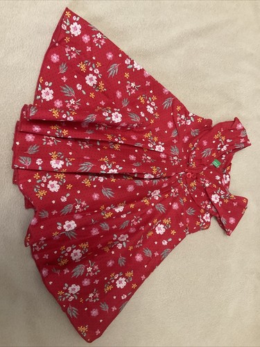 Benetton Baby Girls Dress 1 Year Circle Twirl Red Floral - Picture 5 of 5
