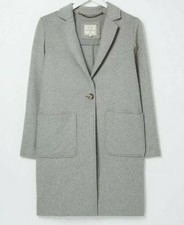 Fat Face Carla Chuck On Coat Marl Grey Uk 12 Bnwt Wool Blend