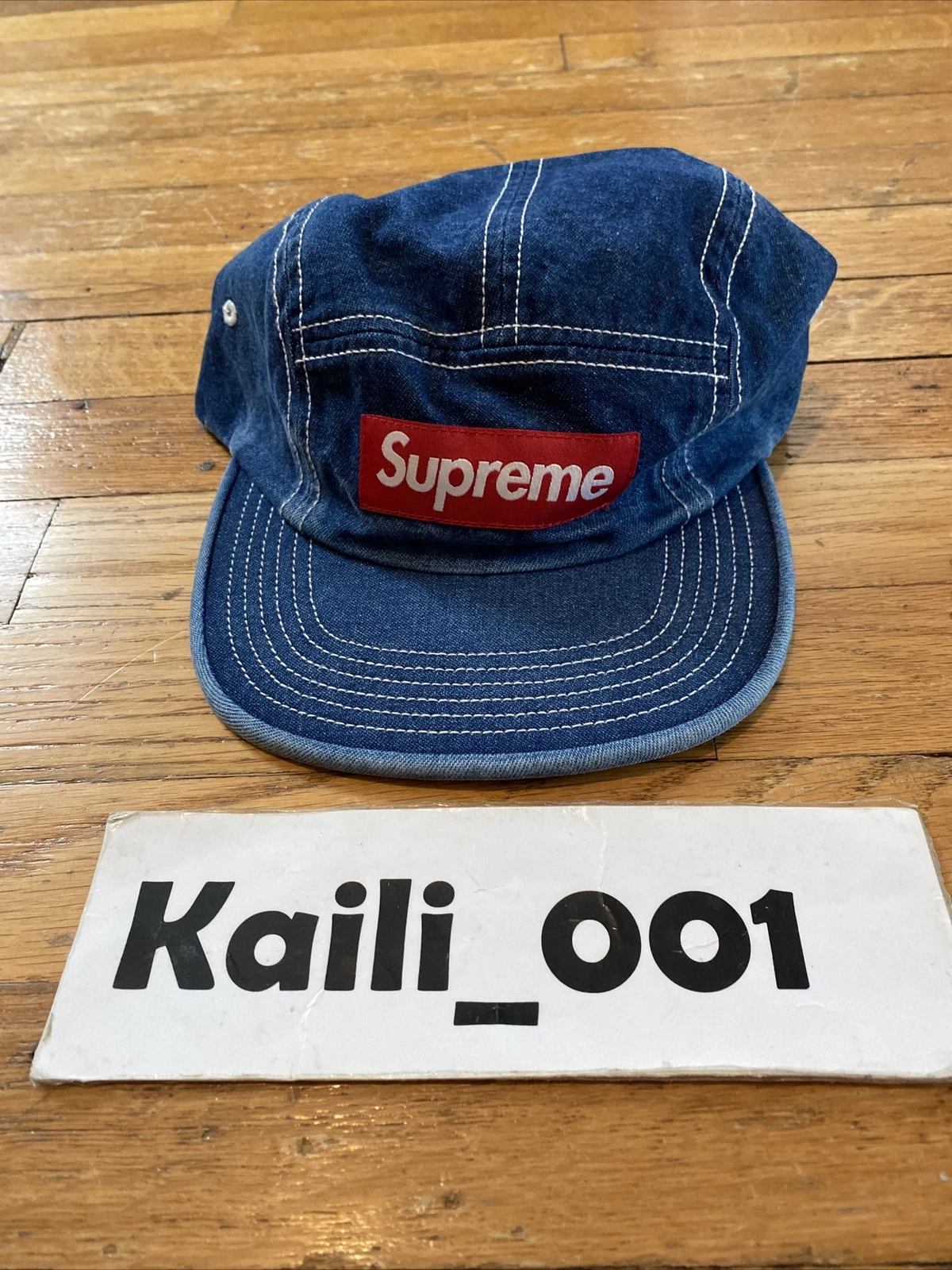 Casquette de camp point de contraste suprême SS19 chapeau denim B