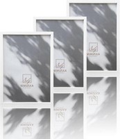 Bilderrahmen A4 Weiß Holz 3Er Set 21X30Cm Fotorahmen Urkunden Weiß A4