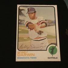 Autographed 1973 Topps Bobby Darwin. TOUGH.        #L-1