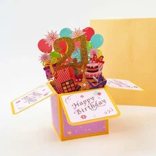 Happy 21st Birthday Surprise Box - Pop Up Birthday Greeting Card with Envelope